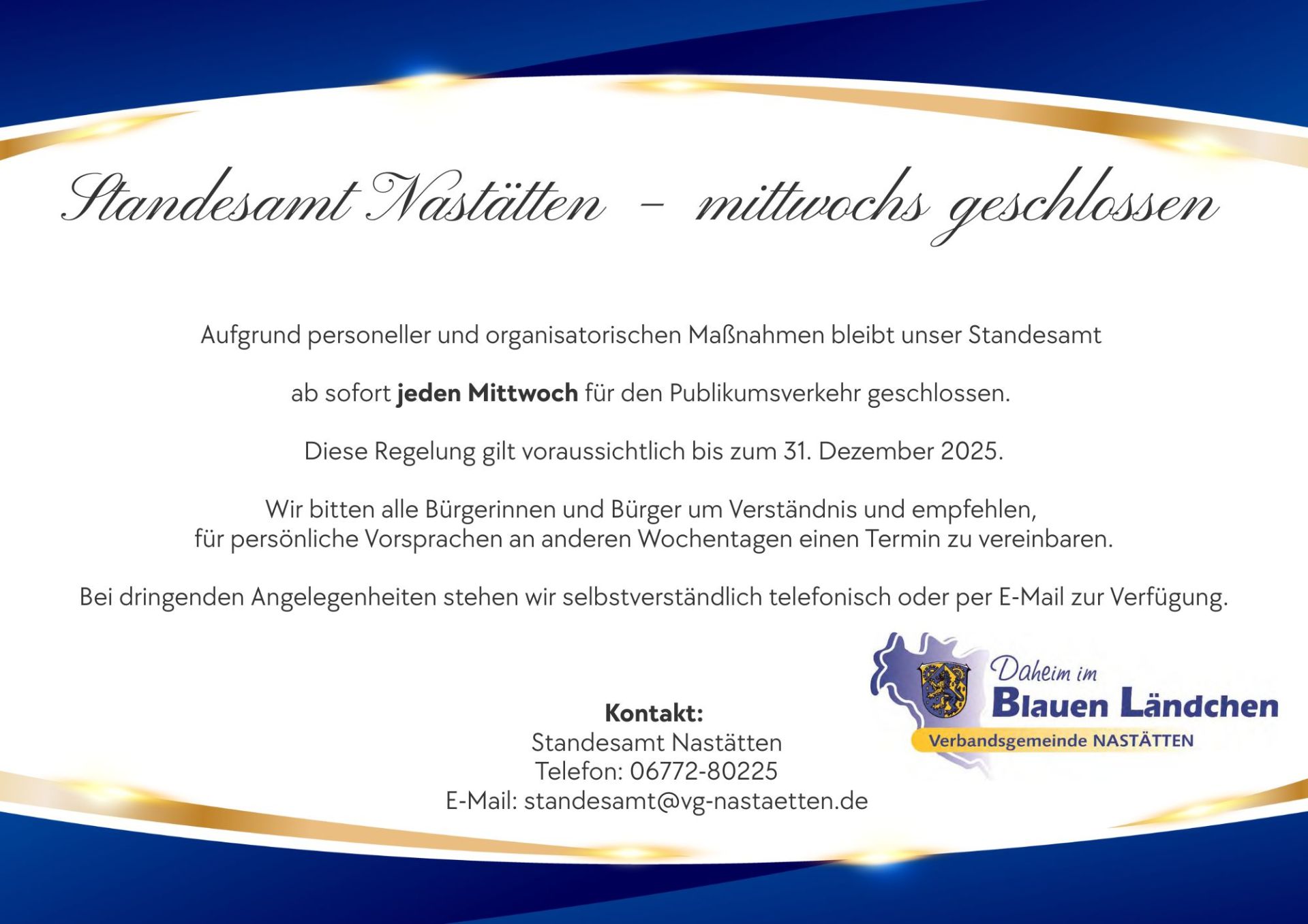 Blue and Gold Simple Closed Sign A4  - 1